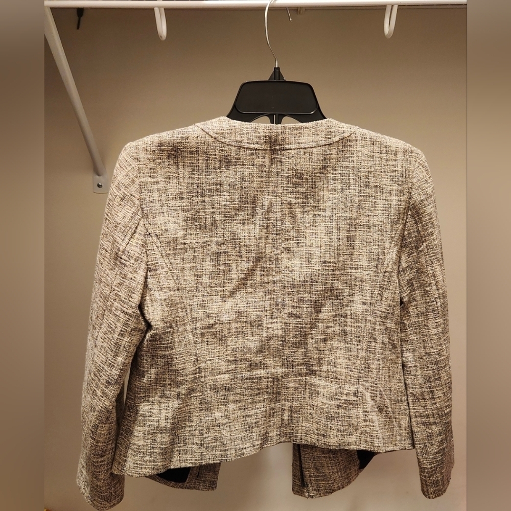 LOFT Tweed Zip-Front Jacket – Neutral Beige – Workwear Classic - Picture 4 of 4